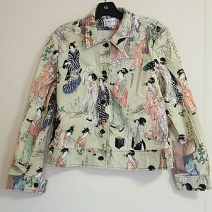 Japanese print dress jacket set