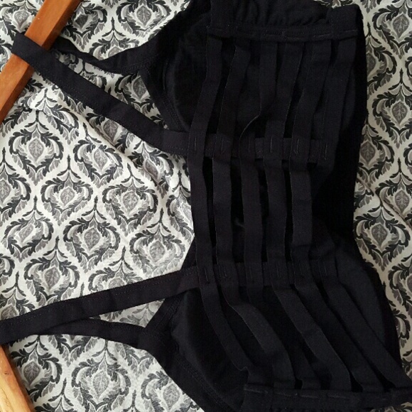 Bralette Caged Crop Top Beach Open Back Straps - Picture 2 of 4