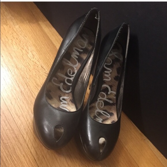 Sam Edelman Keyhole Platform Pumps Black Leather 8