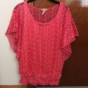 Coral lace blouse