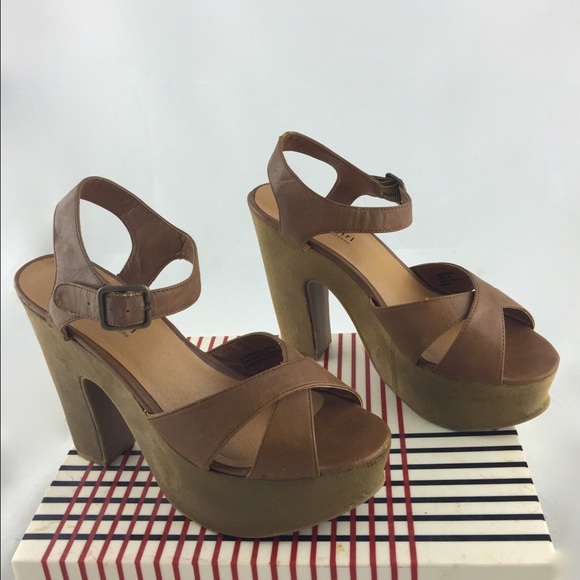 Tan platform sandals