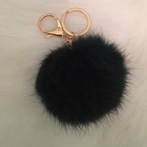 Blue Green Pom Pom Keychain