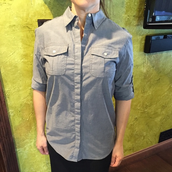 Ann taylor grayish blue button down shirt - Picture 5 of 6