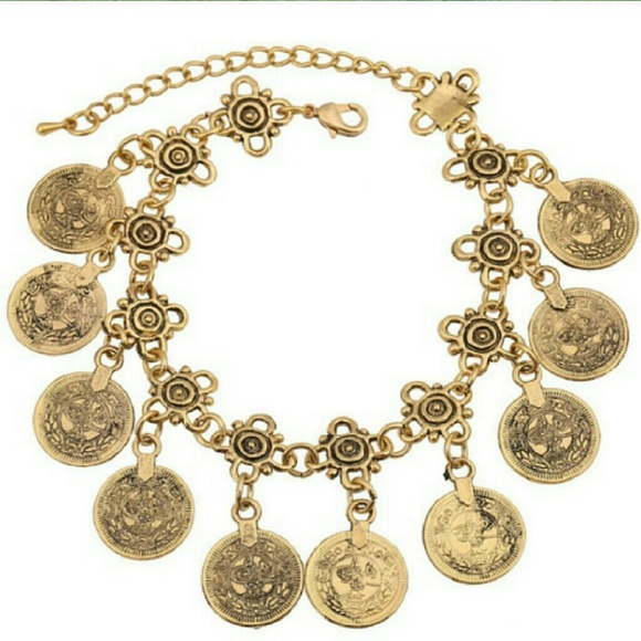 Jewelry | Boho coin anklet AND bracelet gold - Picture 2 of 3