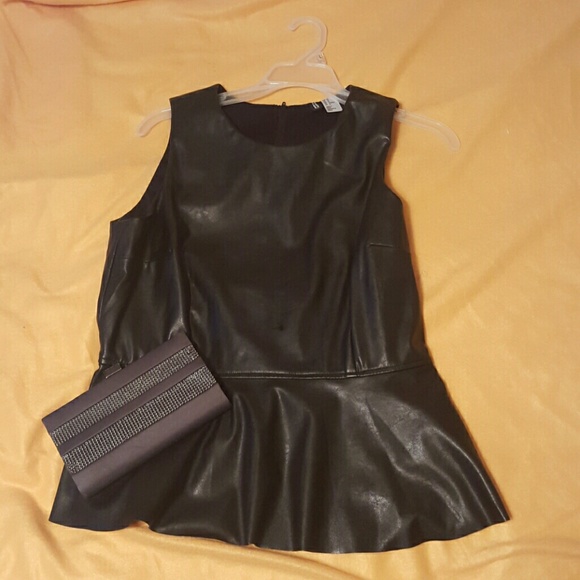 Faux leather peplum top