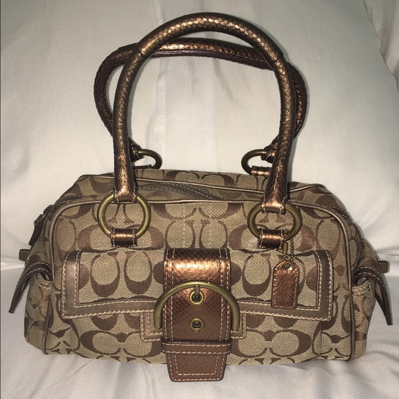 Coach Handbags - Coach Bronze and Snakeskin Bag