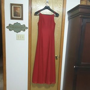 Red satin dress