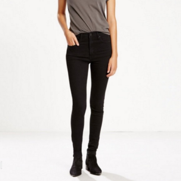 Levi's high waisted skinny faded black jeans