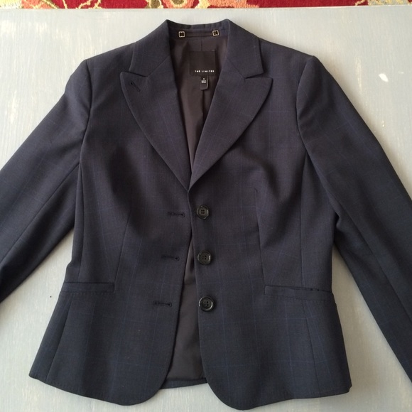 The Limited Plaid Navy Blazer