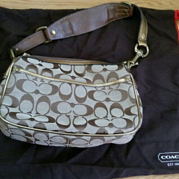 Coach Bags Coach Logo Purse With Suede And Metallic Accents Poshmark