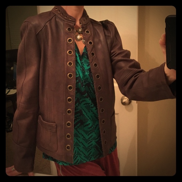 Brown leather jacket. Victoria’s Secret size S