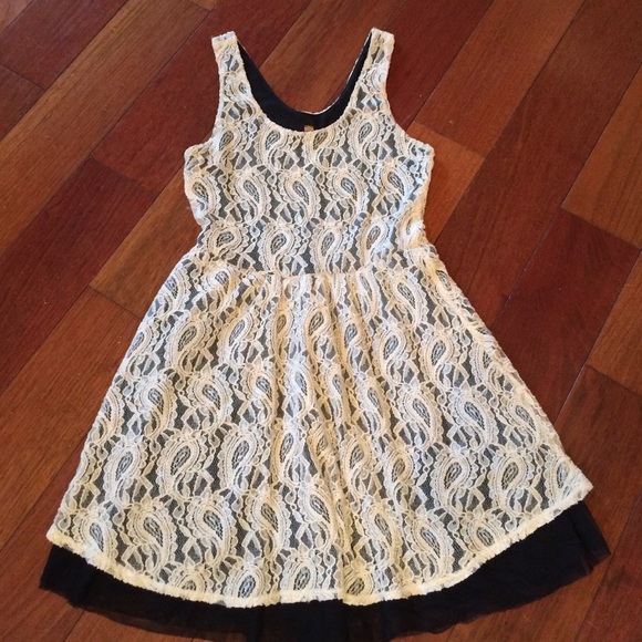 Cream lace tank dress small