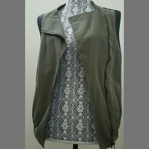 Olive green vest jacket sheer back