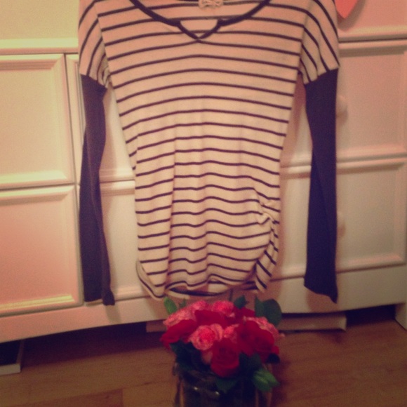 Long sleeved brown and tan stripped top - Picture 1 of 4