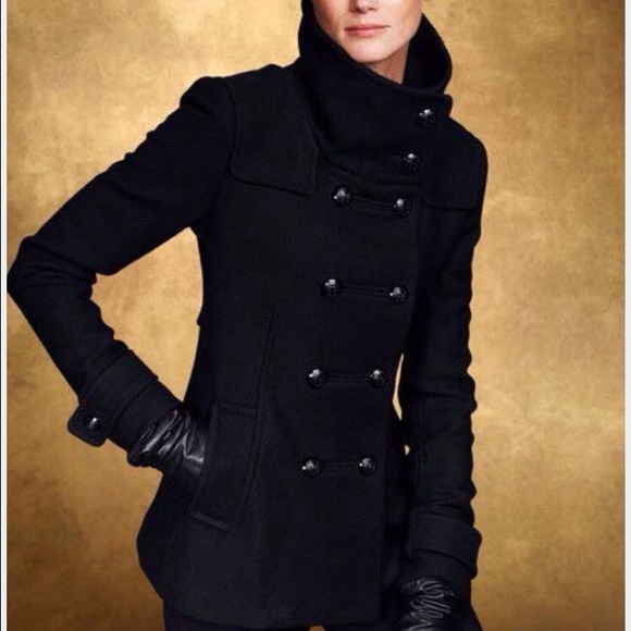 Talbots Navy Blue Military Style Peacoat Size 4P