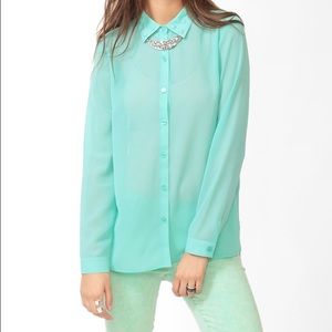 🎉$8🎉 Sea green/ aqua button down blouse.
