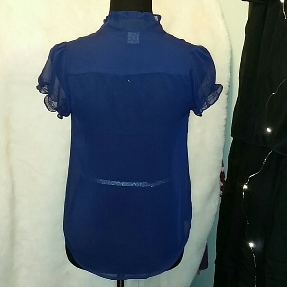 Gorgeous sheer navy blue blouse - Picture 3 of 4