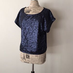 Navy Blue Sequence Blouse
