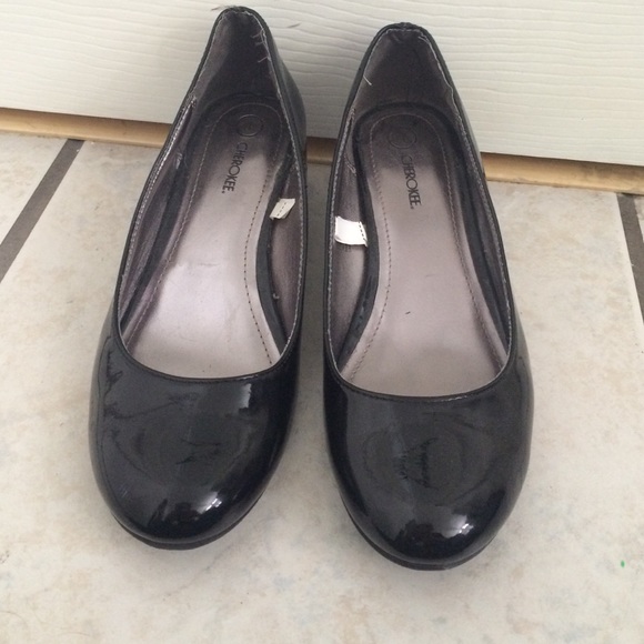 Black high heels.