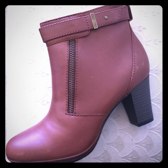 Clarks Leather Ankle Boots with Decorative Zipper