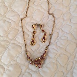 Garnet and gold vintage set. Downton Inspired