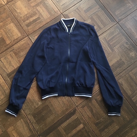 Asos athletic baseball navy jacket bomber NWOT
