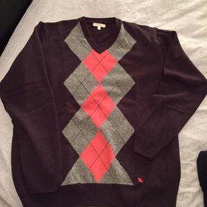 Men's Burberry wool argyle v-neck sweater