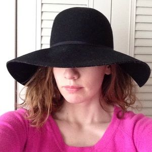 Black Wool Floppy Hat