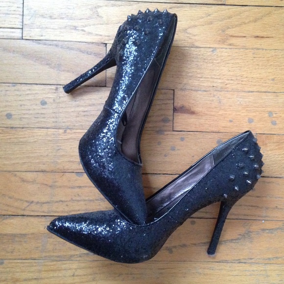 Steve Madden Black Sequins & Spike Heels