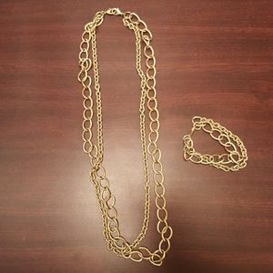 Stella and dot gold necklace/bracelet combo