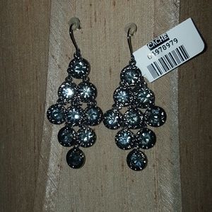 New black/silver chandelier earrings