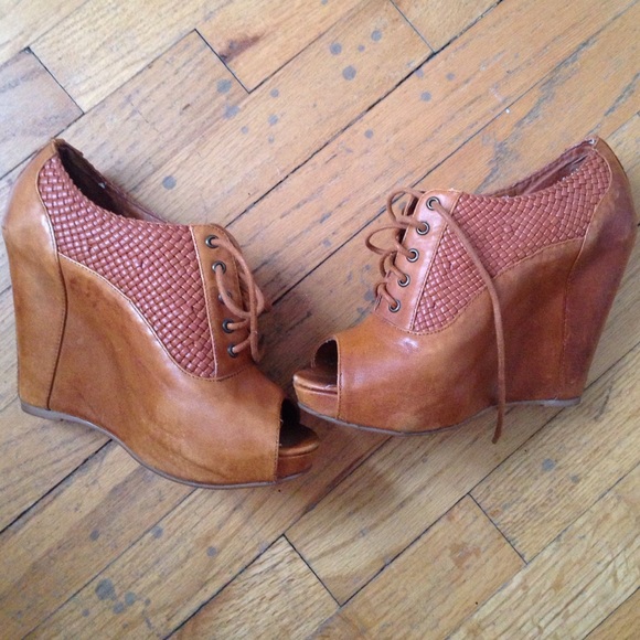 Cooperative Brown Open Toe Wedges