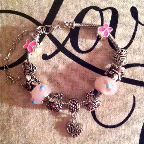 Pink Mother's Day Charm Bracelet