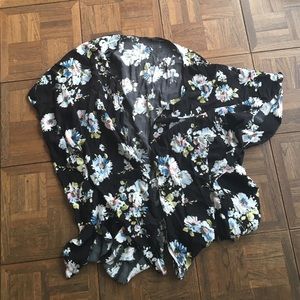 Brandy Melville blue black floral kimono NWOT