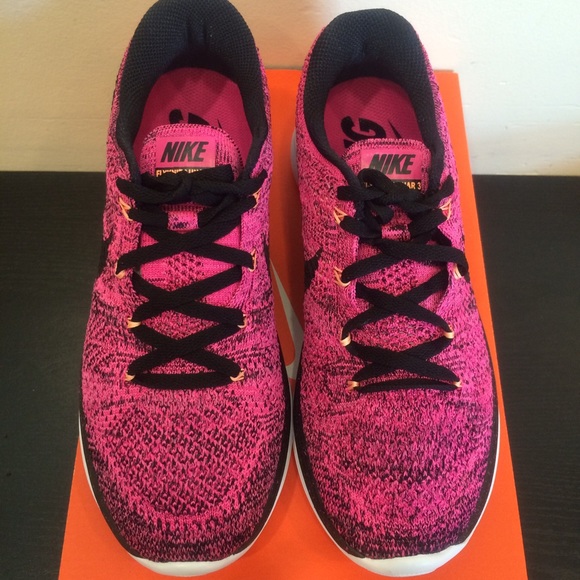 🎈NIB🎈 Nike Flyknit Lunar 3 Pink Foil/Black - Picture 2 of 4