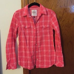 Pink checkered flannel button up