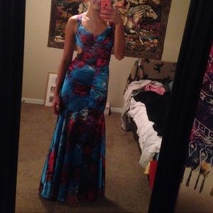 Terry Costa blue and pink prom/formal dress