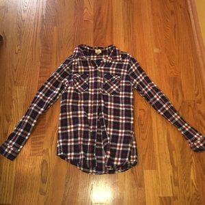 Navy Blue and Red Flannel