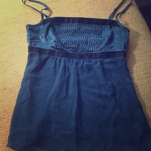 Bebe silk tank - SM - navy with pin tuck bust