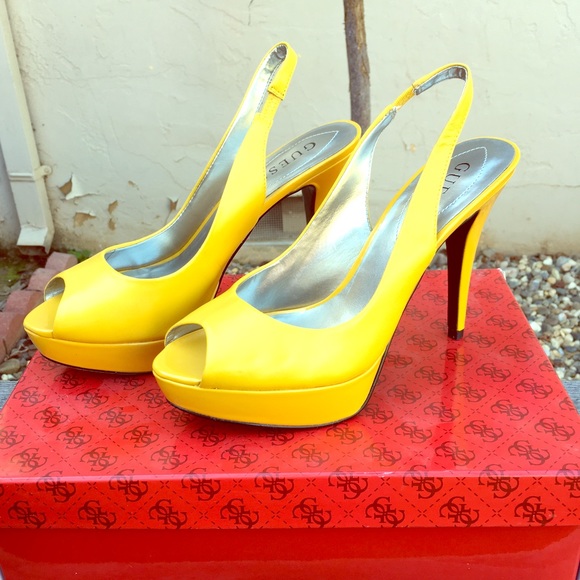 Yellow sling back heels