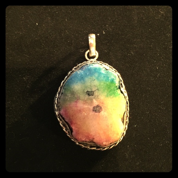 Rainbow Solar Quartz Pendant 925