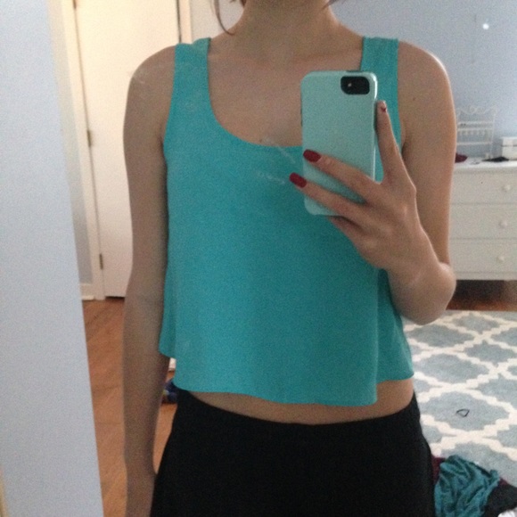 forever 21 teal flowy tank top