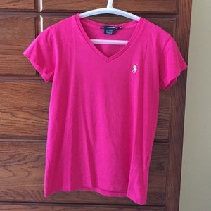 Bright pink Polo v-neck tee
