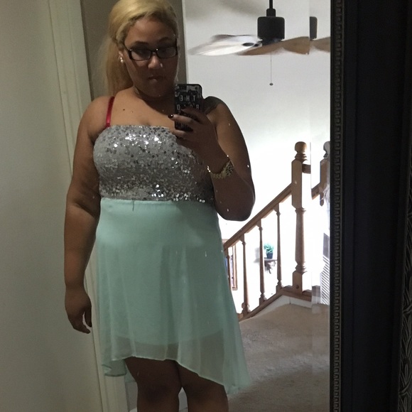 AUW glitter and turquoise dress