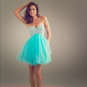 Light blue sequence homecoming dress