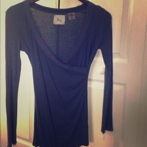 Anthropology- blue, wrap bodice-