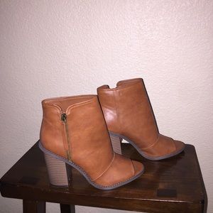Brown peep toe booties forever 21