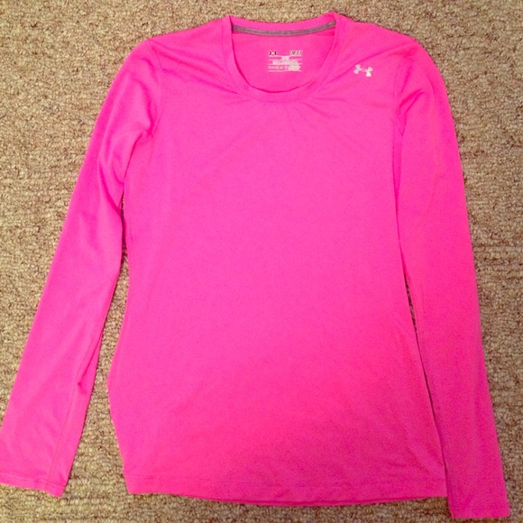 Under armour long sleeve workout top bright pink