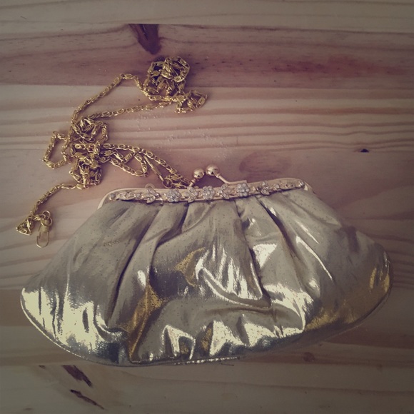 Golden Floral Clutch