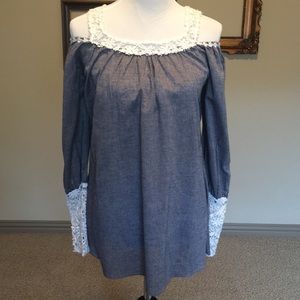 A'Reve Open Shoulder Tunic Blouse